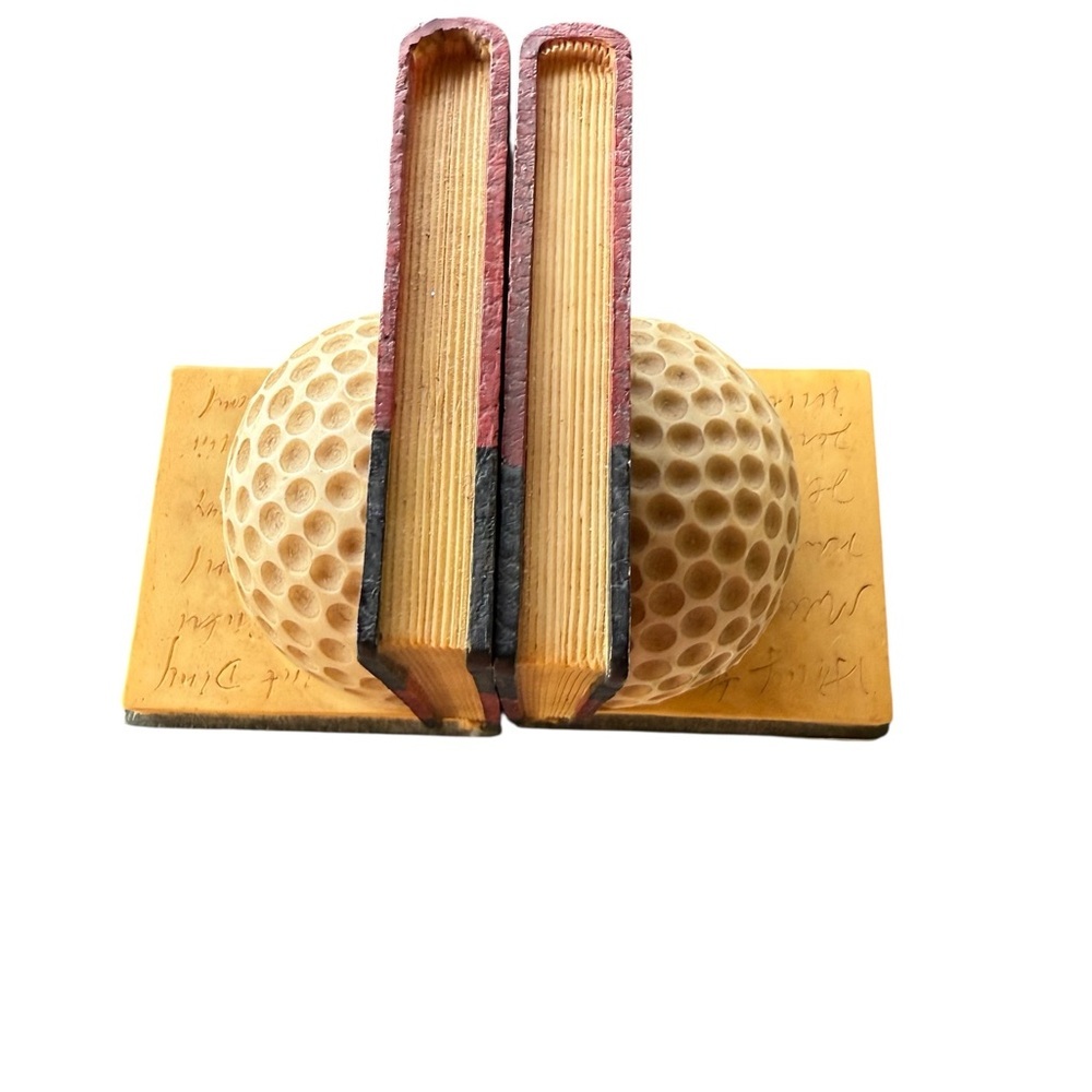 Vintage Golf Ball Bookends White Classic Office Decor - Picture 6 of 6
